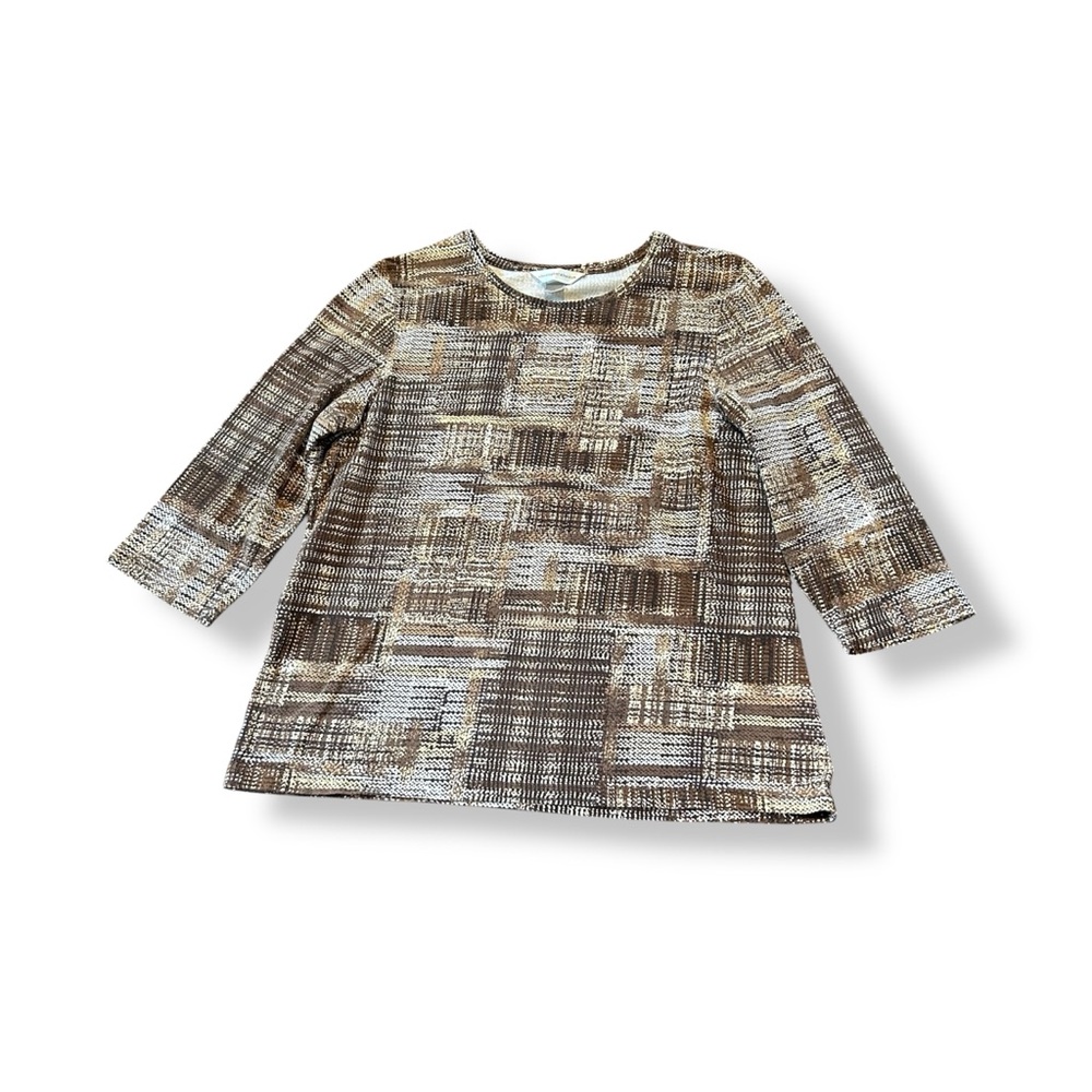 [Christopher & Banks] BOGO $1 Brown and White 3/4 Sleeve Tee